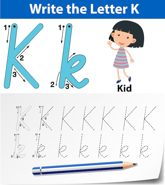 Letter k tracing alphabet worksheets