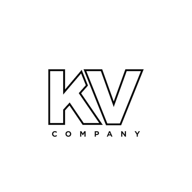 KとVのロゴデザインのテンプレート最小限のモノグラムベースのロゴタイプ