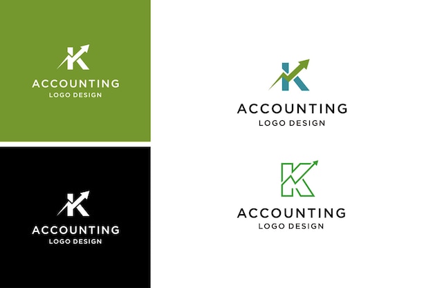 文字 K の富のロゴ。会計の金融と成長の概念ベクトル