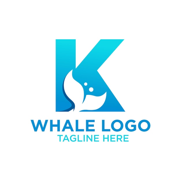 Letter K Whale Logo Design Template Inspiration Vector Illustration