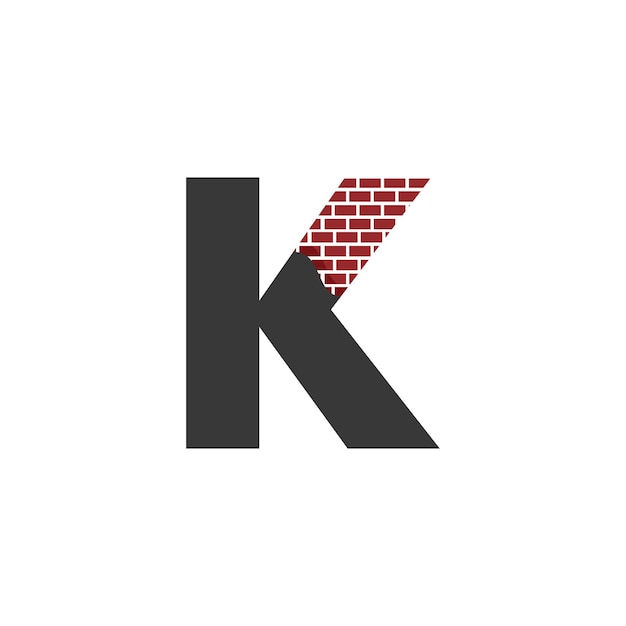 Letter K with Brick Wall logo vector design building company Creative Initial letter and wall logo