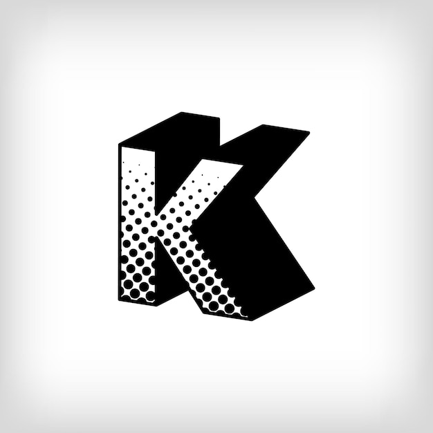 Vector letter k with creative shadow pop art dot design alphabet sign vector modern background