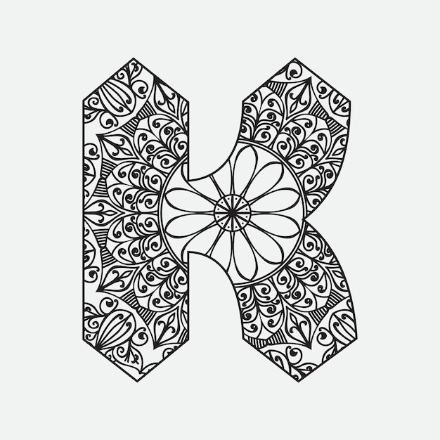 Premium Vector | A letter k with a floral pattern