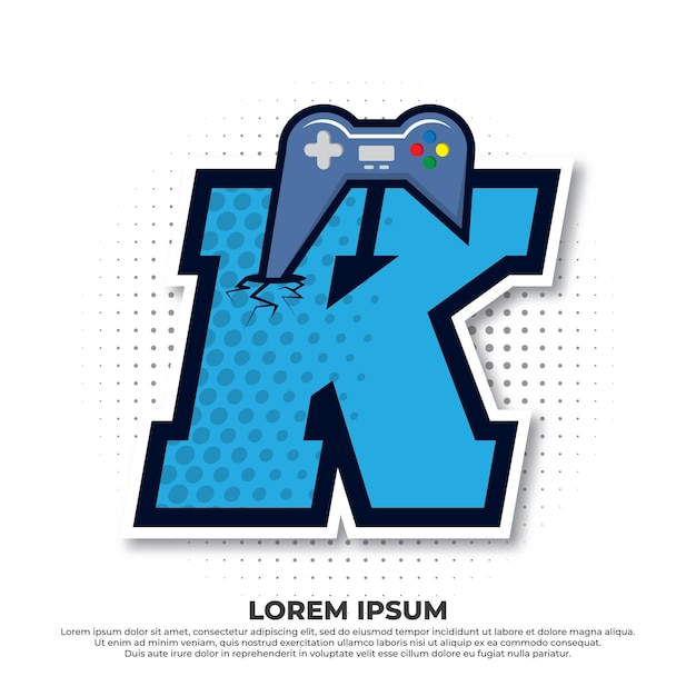 Vector letter k with game icon gaming console esport logo designs with pop style