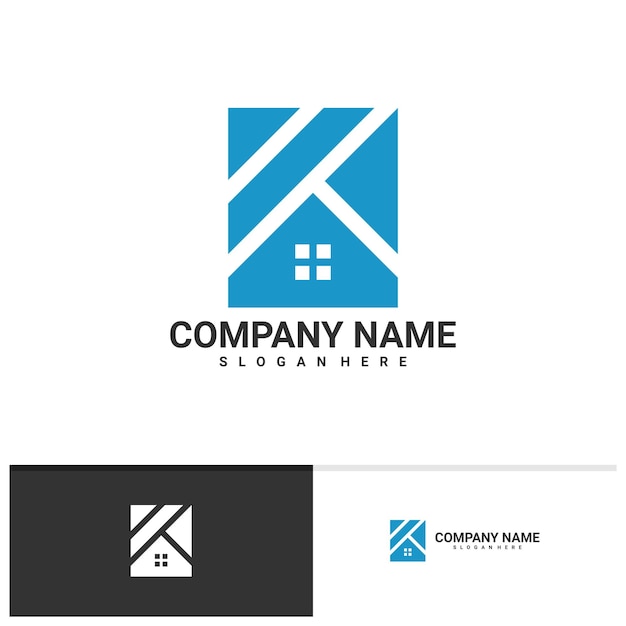 Letter K with House logo vector template Creative K logo design concepts