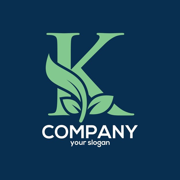 Vector letter k with leaf vector logo