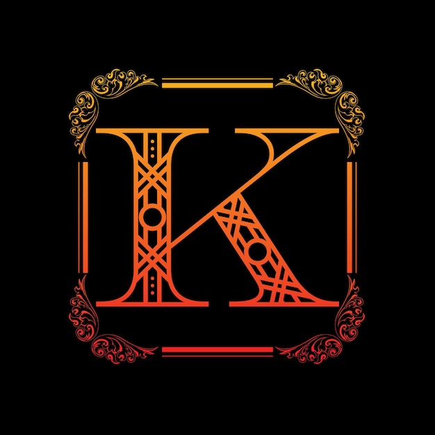 Vector letter k with ornament