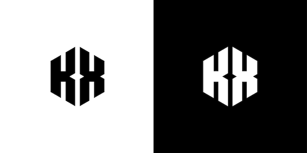 Letter K X Polygon Hexagonal Minimal Logo Design On Black And White Background