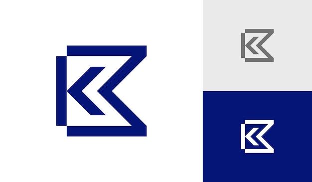 Letter Kb 또는 Bk 모노그램 로고 디자인 벡터