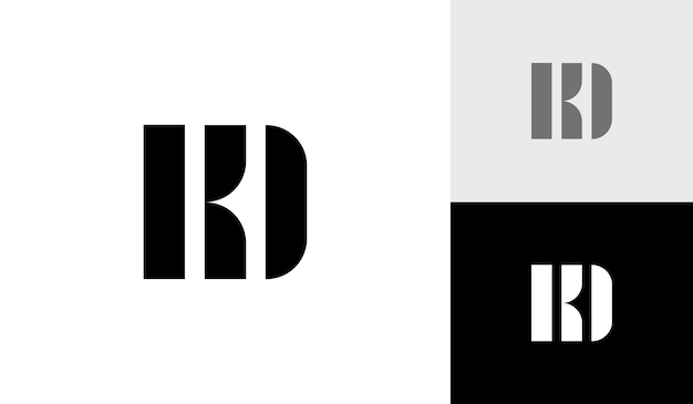 Letter KD 초기 모노그램 로고 디자인 벡터