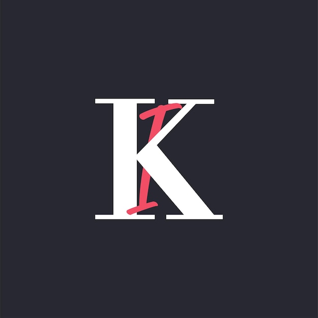 KI のロゴは完全に混ぜたイニシャルでKI の文字のロゴのデザインです