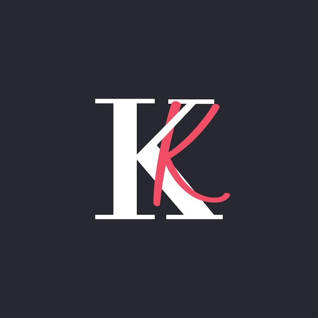 Логотип букв KK Совершенно смешанные инициалы Дизайн логотипа букв KK