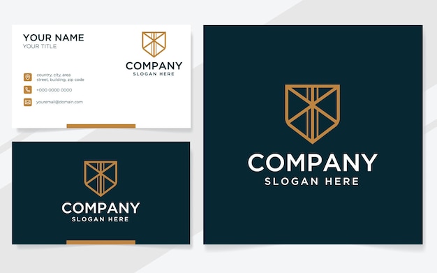 Vector letter kk with shield logo suitable for company with business card template