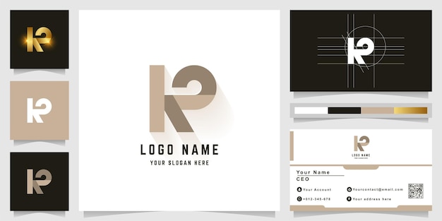 Letter KO or KR monogram logo with business card design