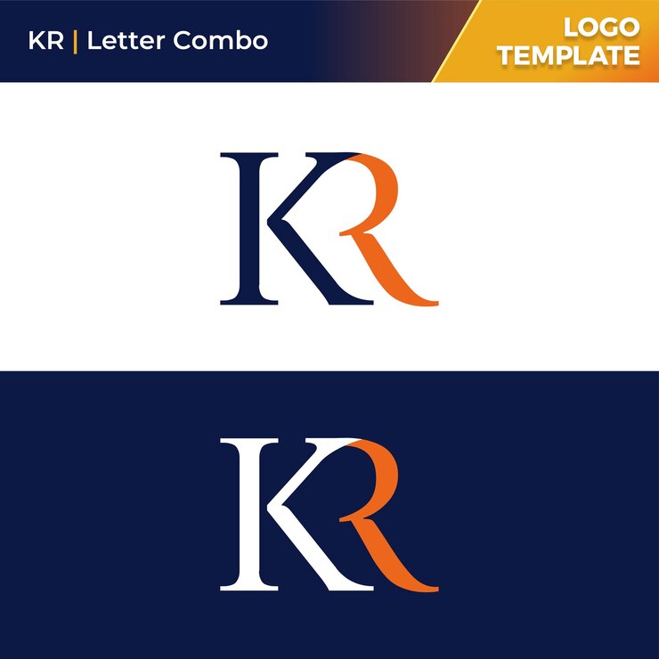 वेक्टर letter kr initial letter mark blue orange logo template