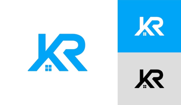 Letter KR logo met huis dakbedekking voor onroerend goed bedrijf