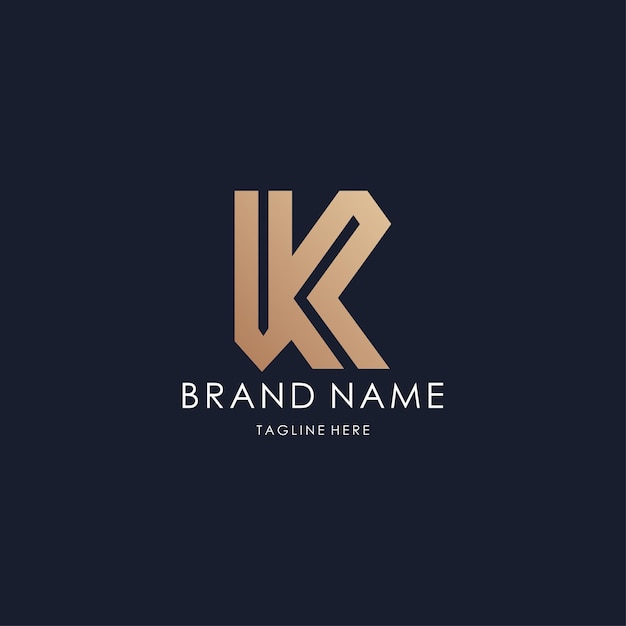 letter KR logo monogram initial creative line design luxury golden style