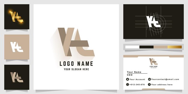 Letter Kt or Ht monogram logo with business card design