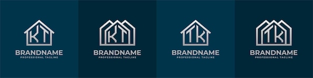 Набор букв KT и TK Home Logo Подходит для любого бизнеса, связанного с интерьером строительства дома с инициалами KT или TK.