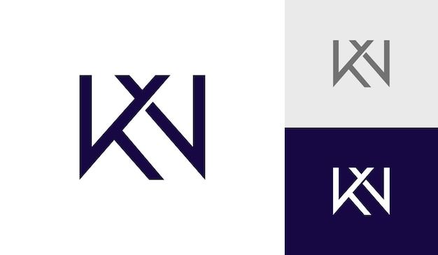 Letter KW initial monogram logo design