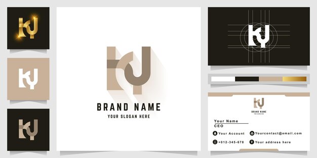 名刺デザインの文字 KY または KN モノグラム ロゴ