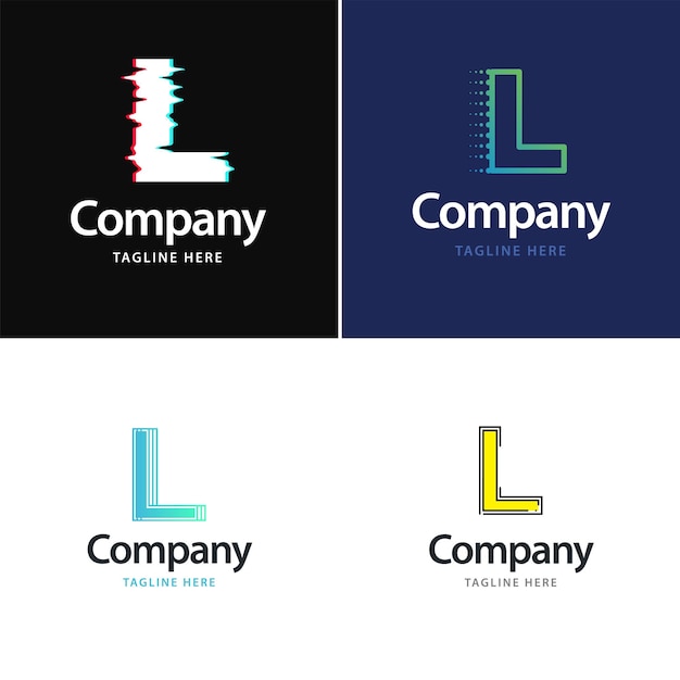 L の文字の大きなロゴ パック デザイン ビジネスの創造的なモダンなロゴ デザイン