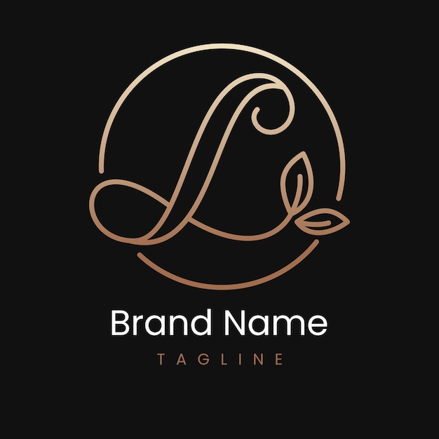 Letter L blad elegante luxe logo-ontwerp in cirkel