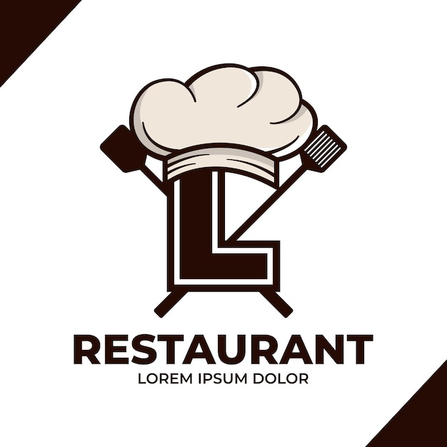 Letter L Chef hoed logo ontwerp illustratie Restaurant café logo pictogram geïsoleerd op een witte achtergrond