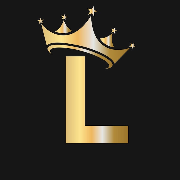 Letter L Crown Logo Crown Logo on Letter L Template for Beauty Fashion Star Elegant Luxury Sign