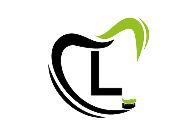 Letter L Dental Logo Design Template Inspiratie met tandenborstel Symbol Vector Illustratie