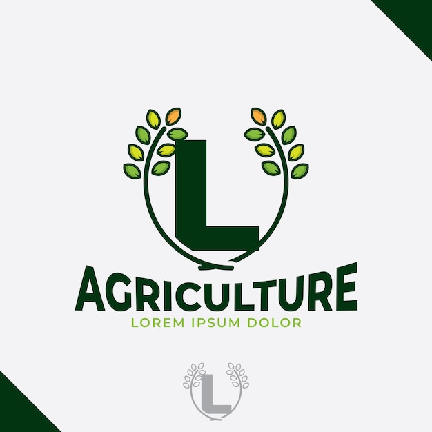 Letter L eco green leaf logo farm logo vector vintage icon flat farm logo green nature icon