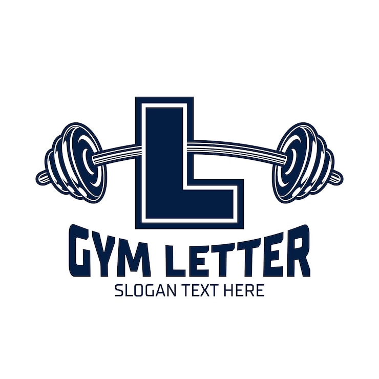 Vector letter l fitness gym logo design template design for gym and fitness club barbell icon