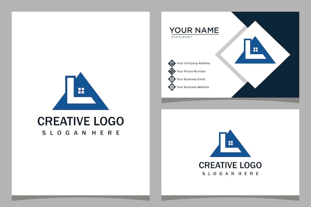 Letter l and home design logo template with business card design