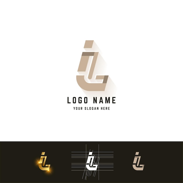 Letter l or il monogram logo with grid method design