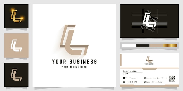 名刺デザインの文字LまたはLLモノグラムロゴ