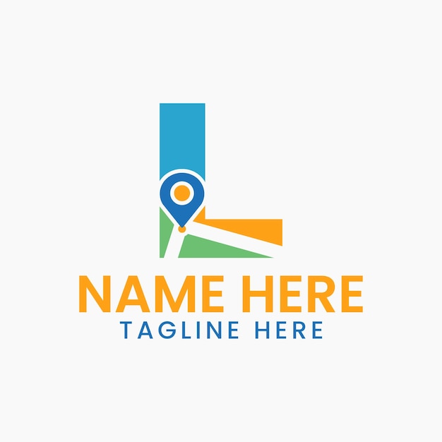 Vector letter l location logo concept with gps symbol, pin icon template