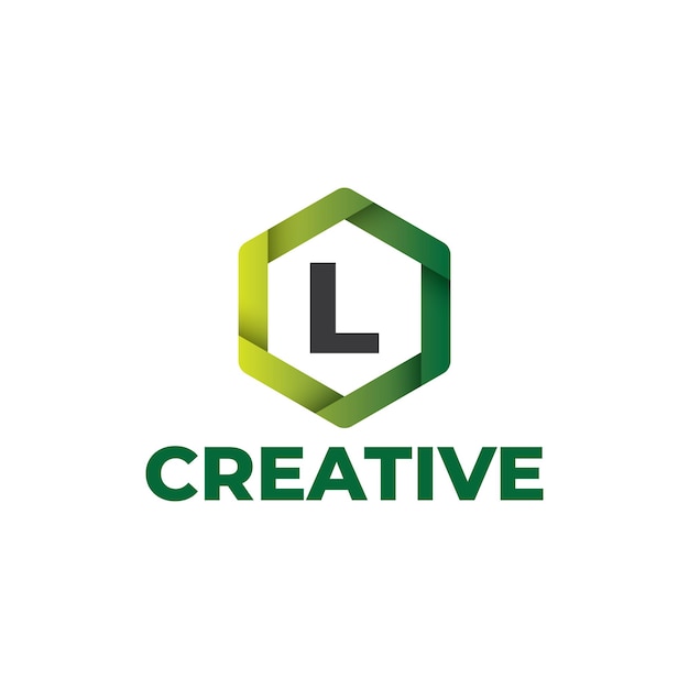 Вектор Шаблон логотипа буквы l, шестиугольный логотип с градиентным цветом, современный стиль, выделенный на белом фоне.
