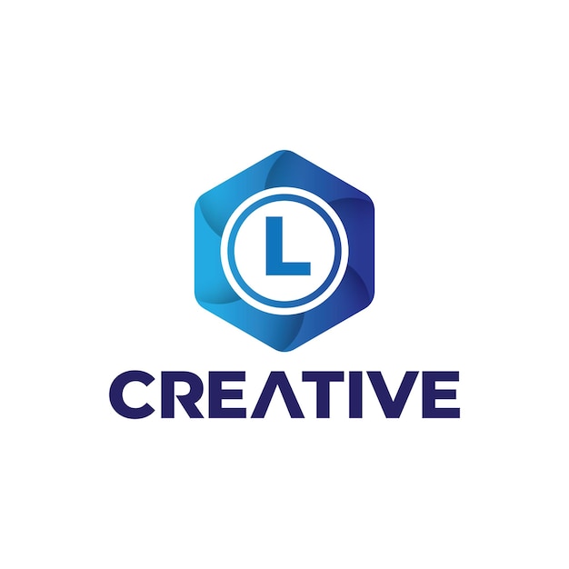 Letter L logo design with polygonal style Hexagonal logo with gradient blue