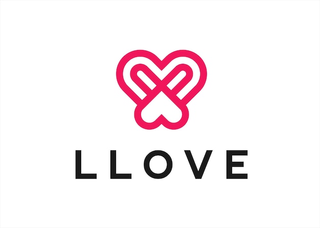 letter l love logo design vector illustration