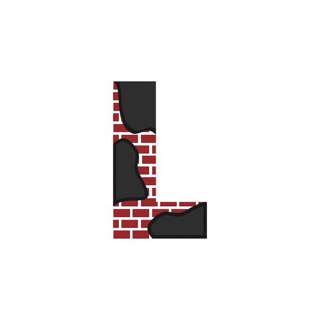 Letter L met Brick Wall logo vector design bouwbedrijf Creative Initial letter and wall logo