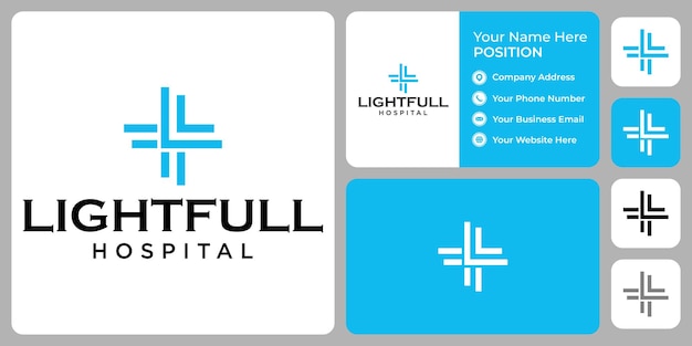 Letter l monogram hospital logo design with business card template