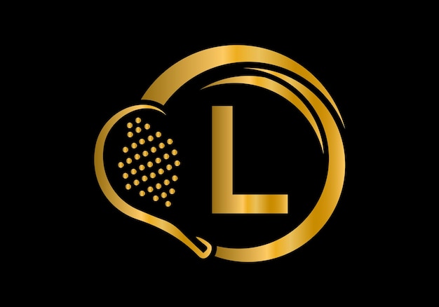 Буква L Падель Ракет Логотип Дизайн Вектор Шаблон Символ клуба пляжного настольного тенниса