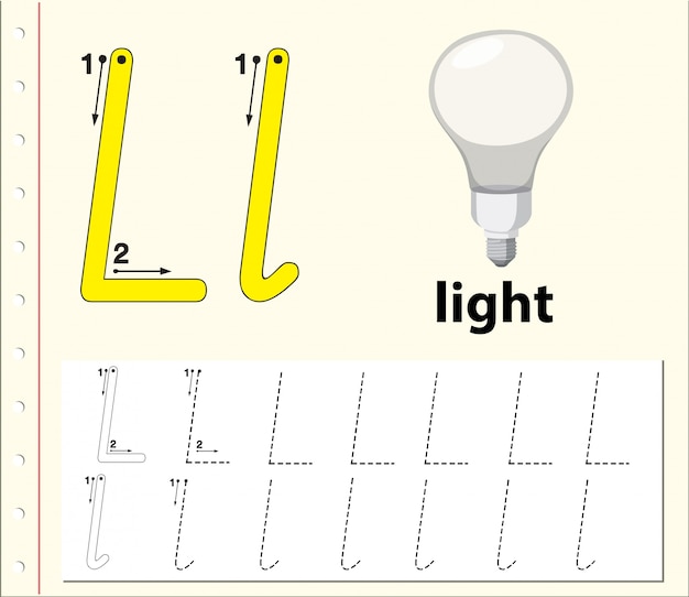 Letter l tracing alphabet worksheets