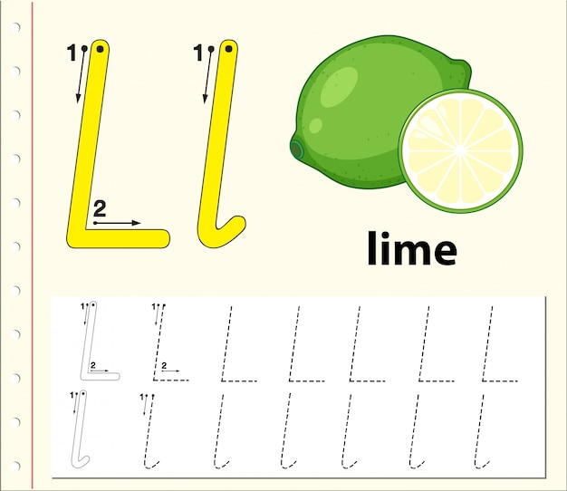 편지 L 추적 알파벳 워크 시트