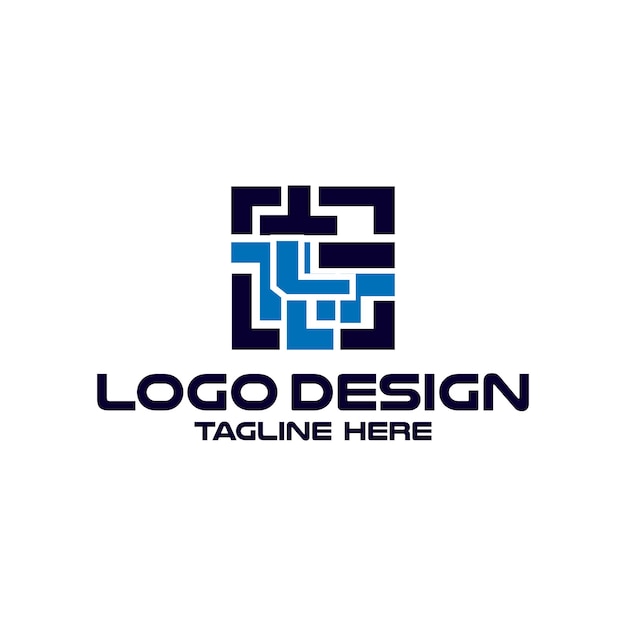 Letter L with maze technology logo design vector