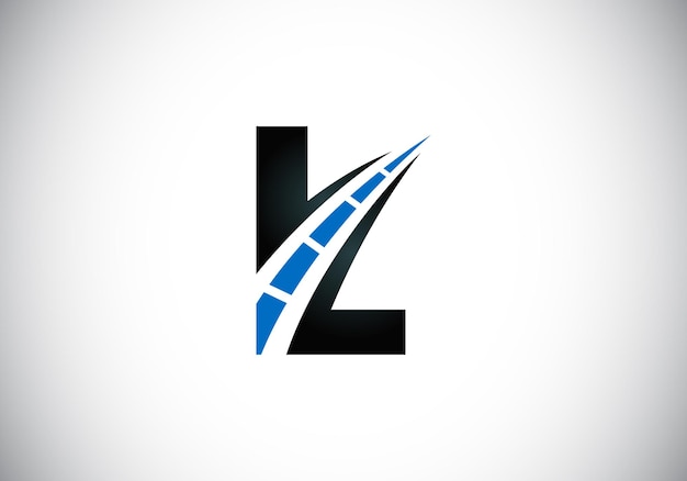 Letter l with road logo sing the creative design concept for highway maintenance and construction