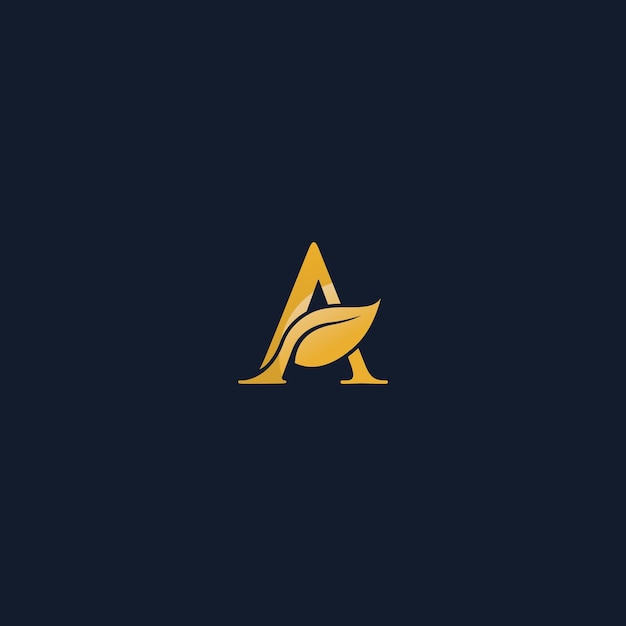 letter a leaf premium gold logo