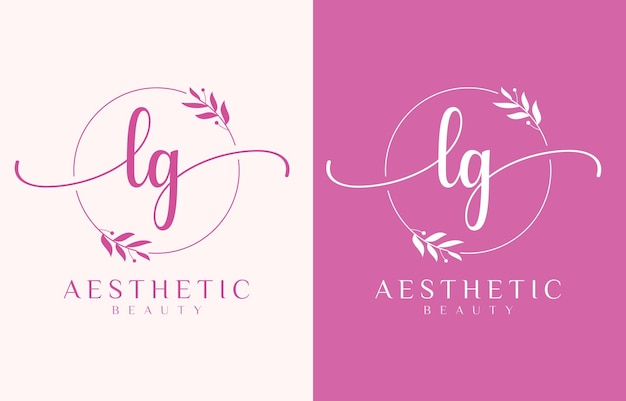 letter lg beauty logo with flourish ornament