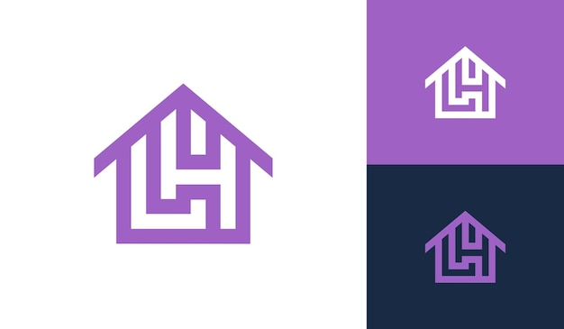 Vector letter lh house roof logo design