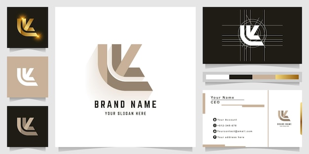 Letter LK or LW monogram logo with business card design